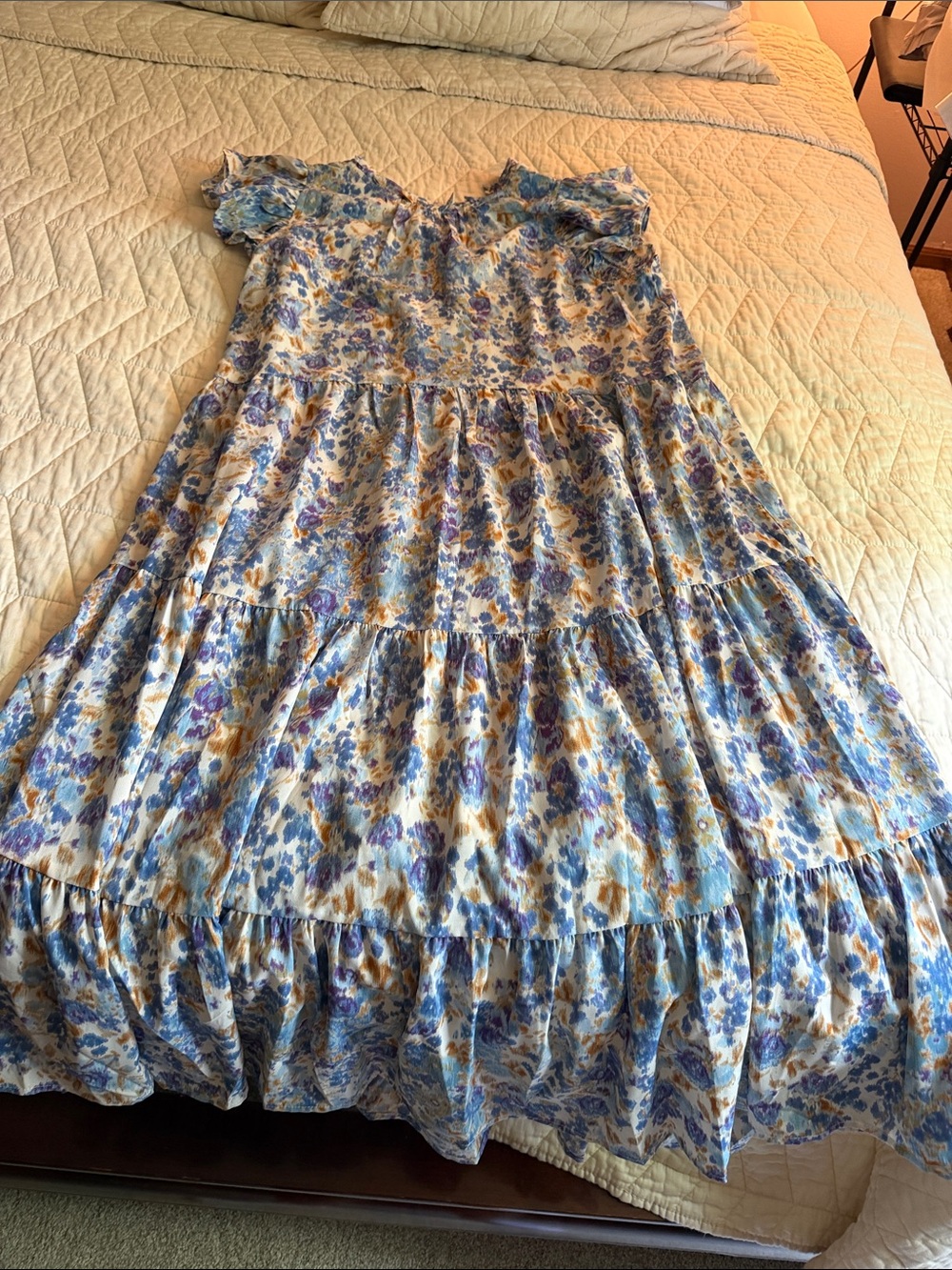 Women’s Blue Floral Tiered Summer Dress